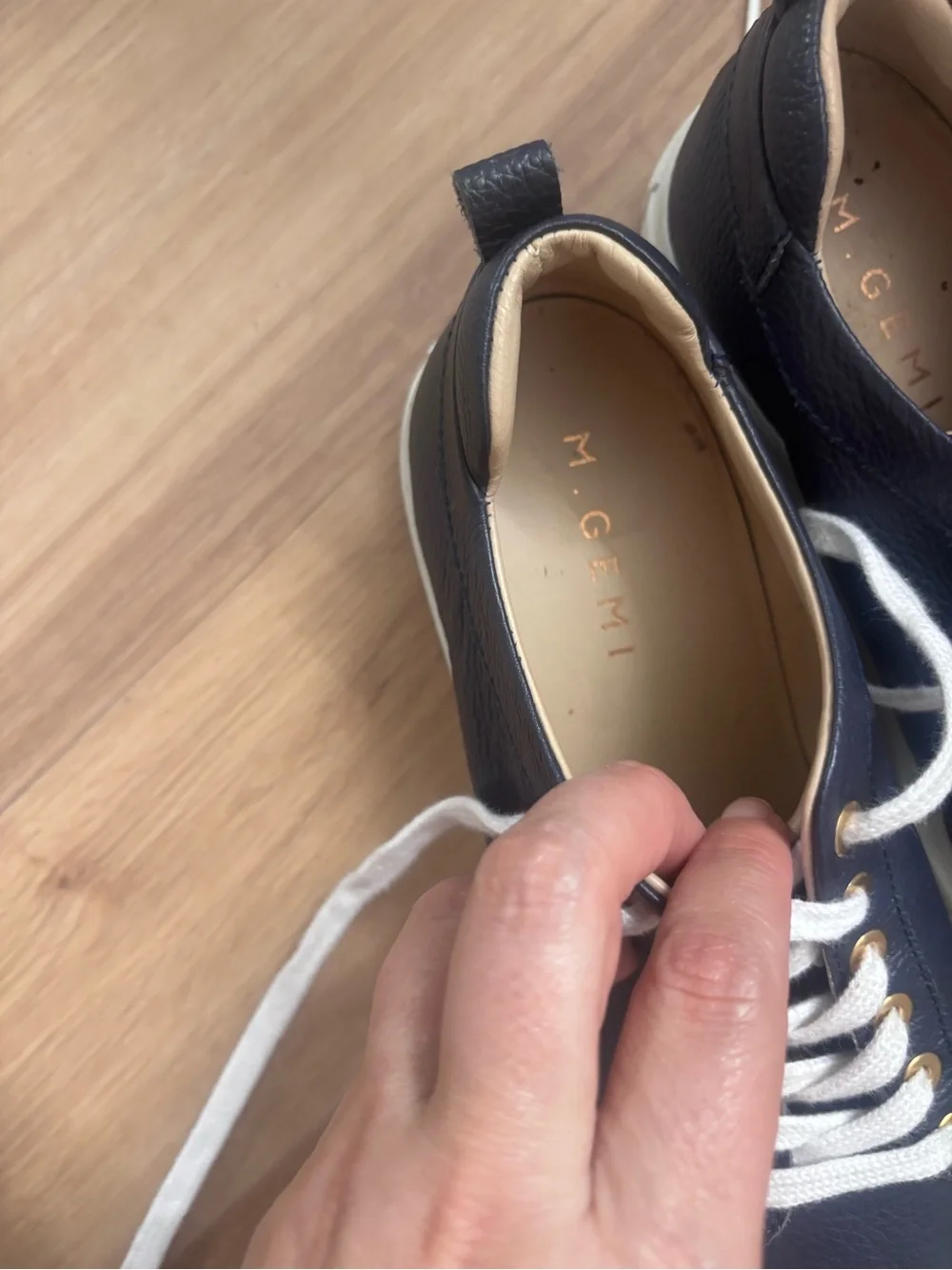 M. Gemi The Palestra Navy Blue Leather Sneakers Size 36.5/ 7
